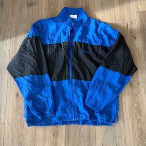 Vintage 90s Reebok Windbreaker Blue Black Colorblock Jacket L